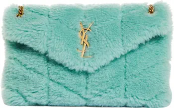 Saint Laurent Small Lou Genuine Shearling Puffer Bag | Nordstrom | Nordstrom