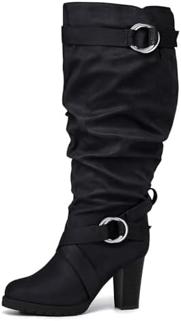 mysoft Women's Wide/Extra Wide Calf Knee High Boots Fashion Chunky Block Heel Pull On Winter Boot... | Amazon (US)