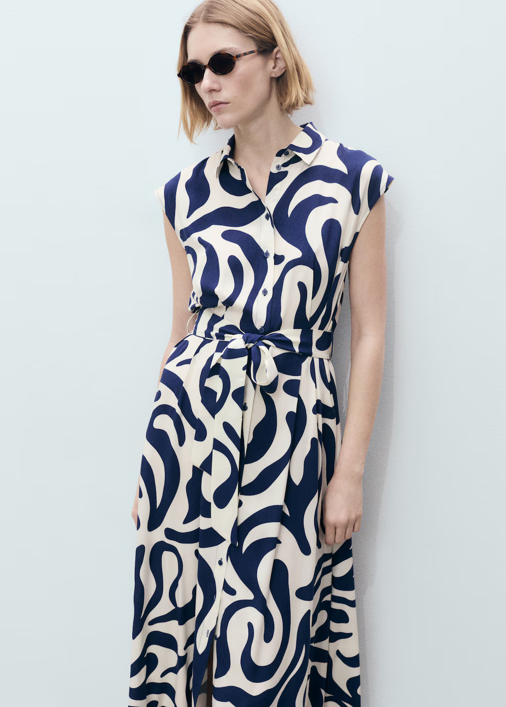 Printed shirt dress with belt - Women | MANGO USA | Mango (US/MX/AU)