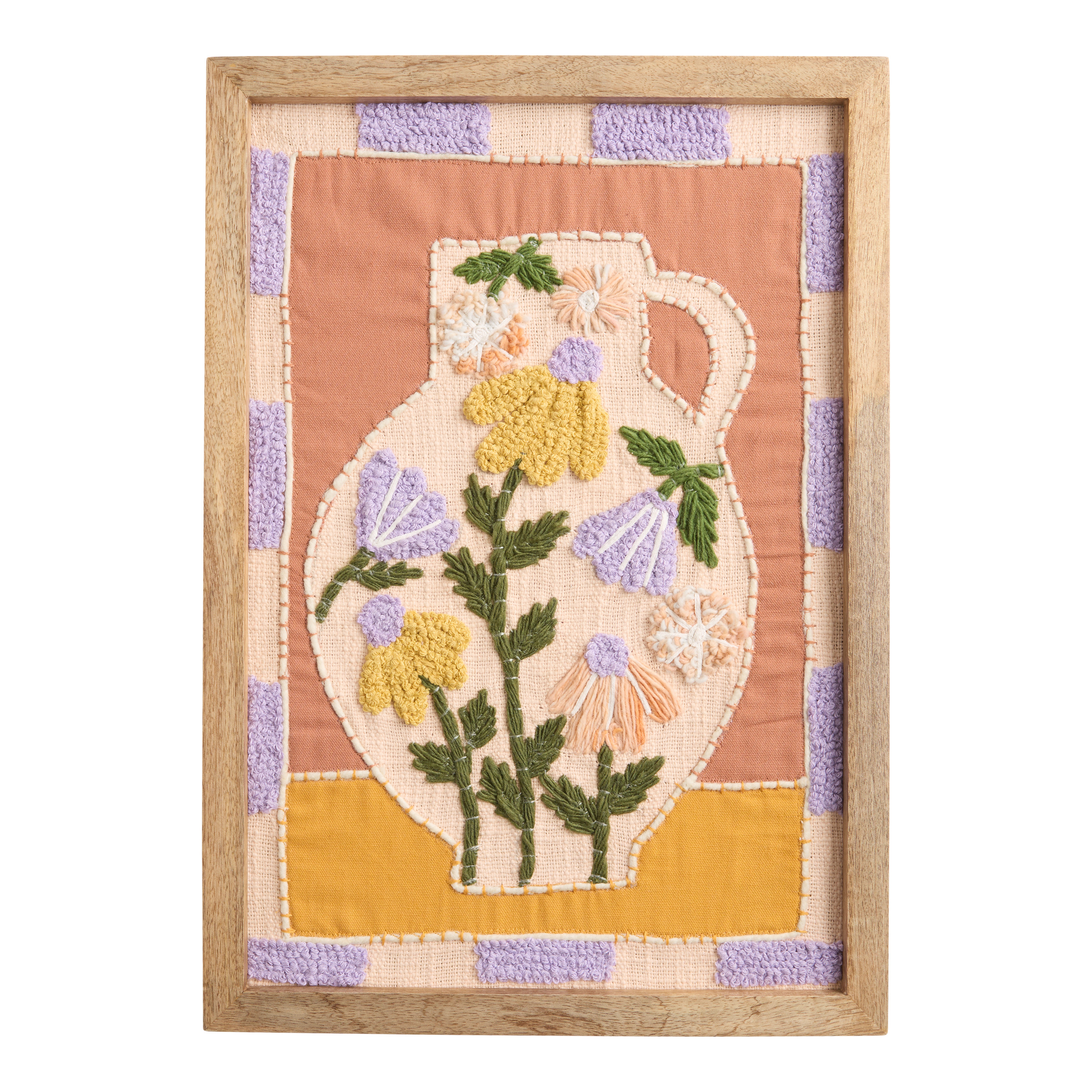 Floral Vase Still Life Embroidered Textile Framed Wall Art | World Market