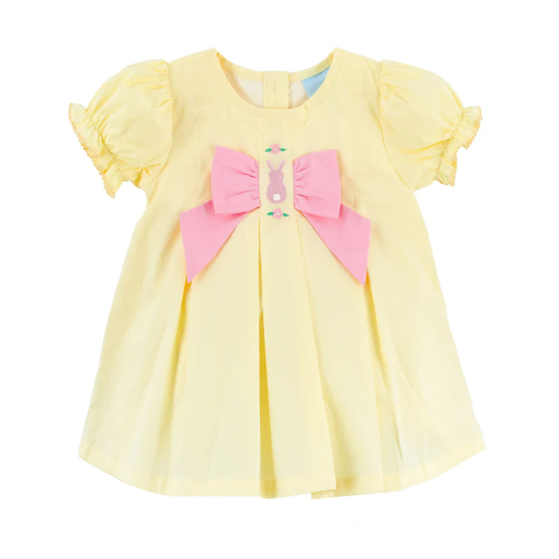 Bunny & Flowers Yellow Isabella Dress | Classic Whimsy