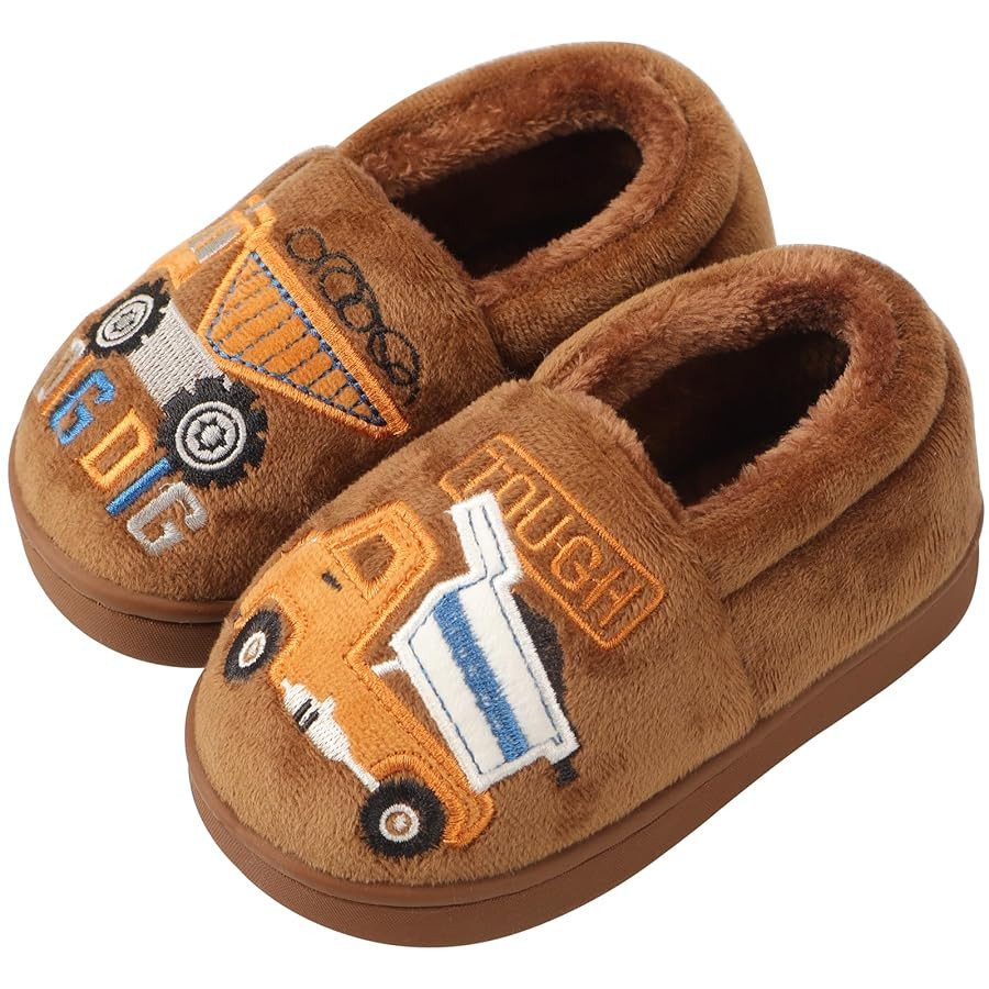Toddler Slippers Boys Girls Little Kids House Slipper Cute Warm Soft Indoor Bedroom Shoes with No... | Amazon (US)