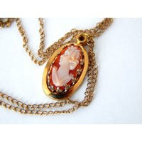 Vintage Cameo Pendant Necklace, Mid Century Small Necklace | Etsy (US)