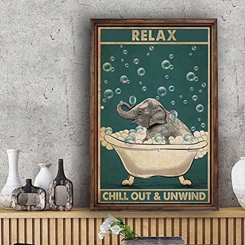 DAIERCY New Metal Tin Sign Elephant Relax Chill Out and Unwind Funny Poster Funny Wall Art Print ... | Amazon (US)