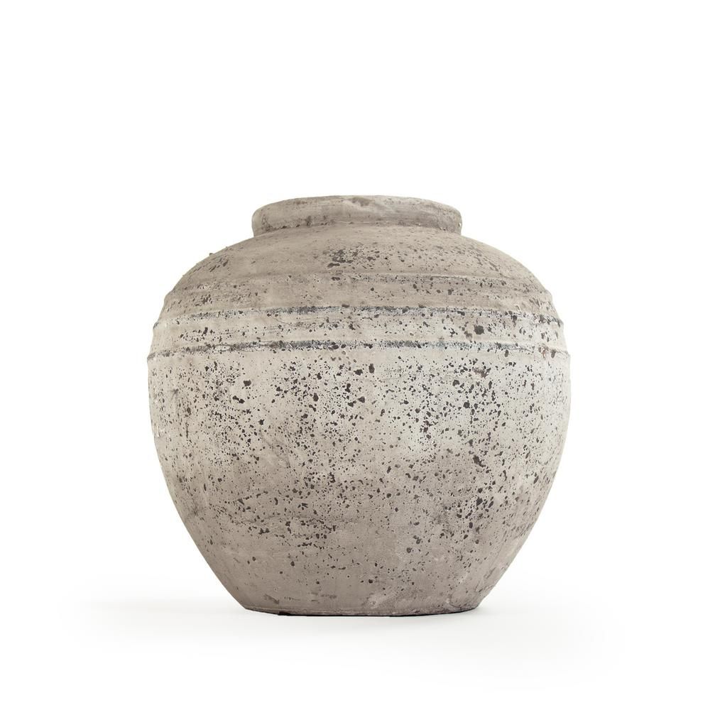Zentique Stone-Like Terracotta Taupe Large Decorative Vase-8489L A344 - The Home Depot | The Home Depot