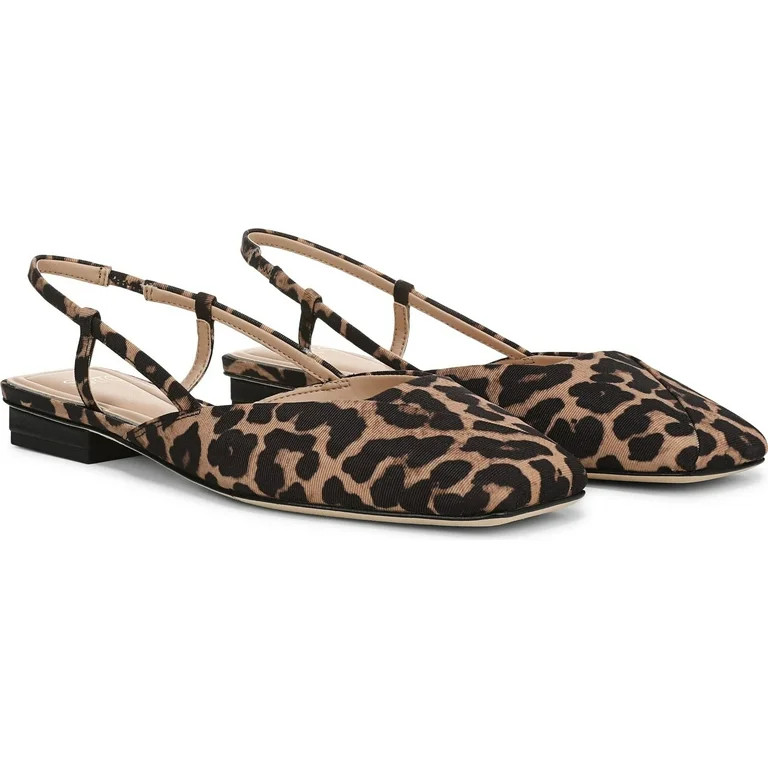 Franco Sarto Women's Telica Slingback Flats Brown Leopard Print Fabric 9M | Walmart (US)