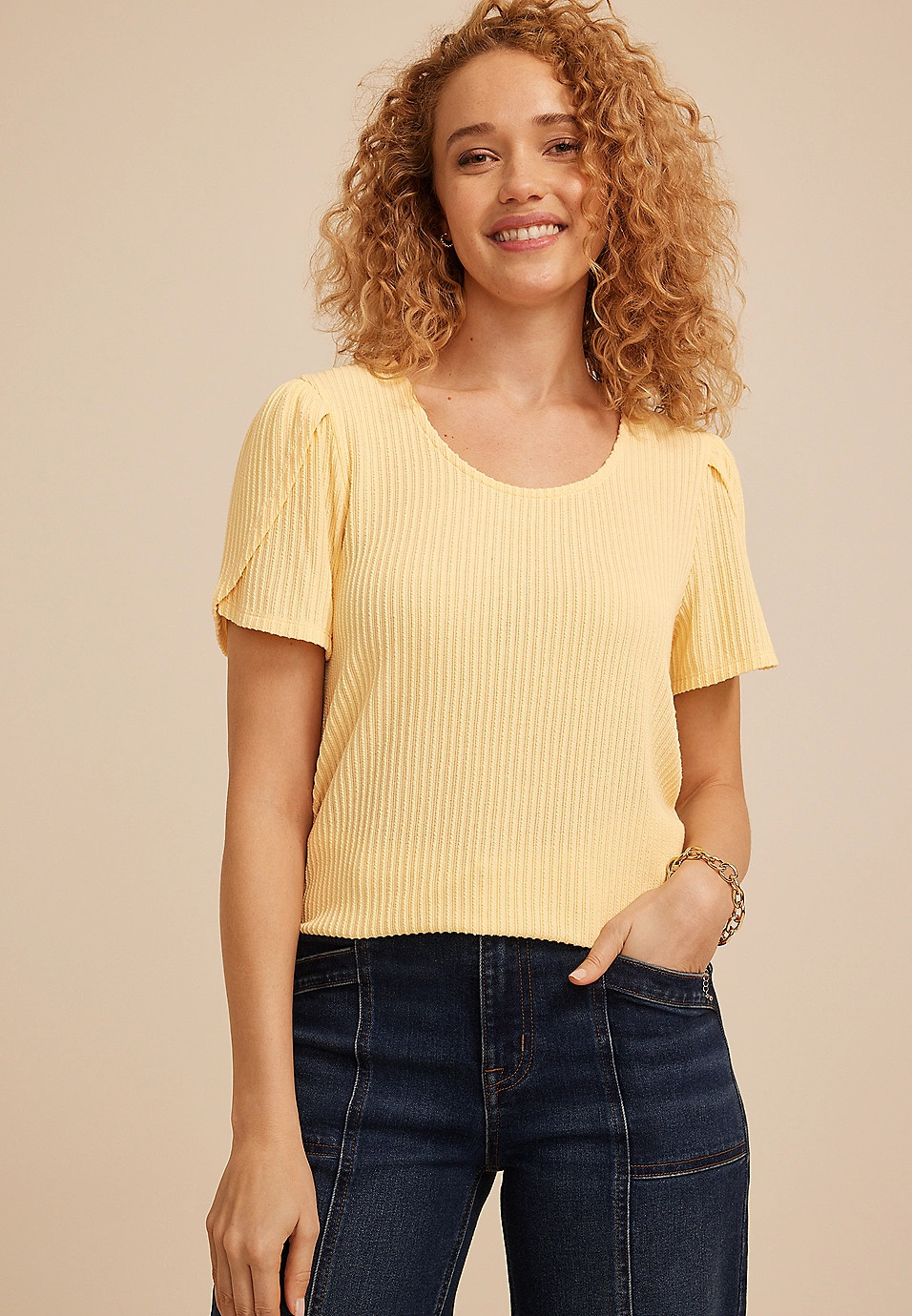 24/7 Holland Textured Scoop Tee | Maurices