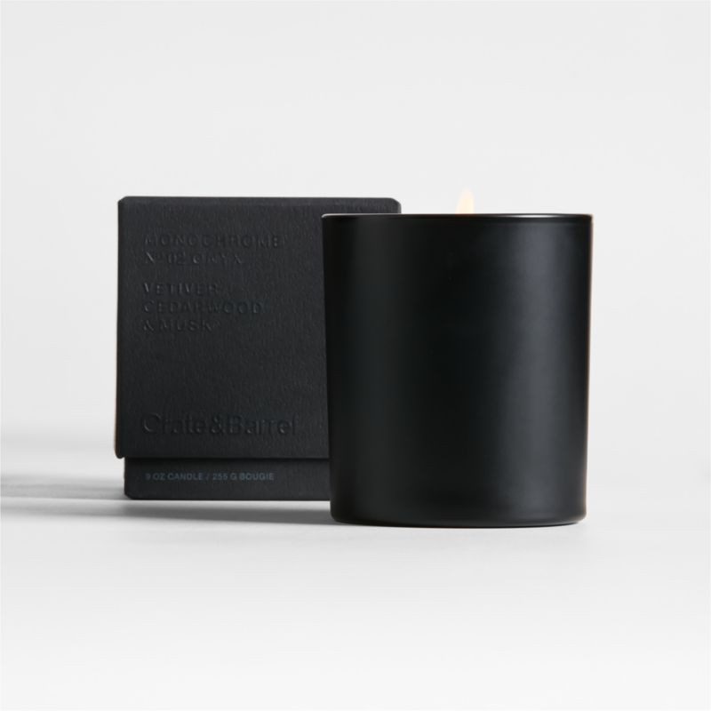 Monochrome No. 02 Onyx Scented Candle - Vetiver, Cedarwood and Musk + Reviews | Crate & Barrel | Crate & Barrel