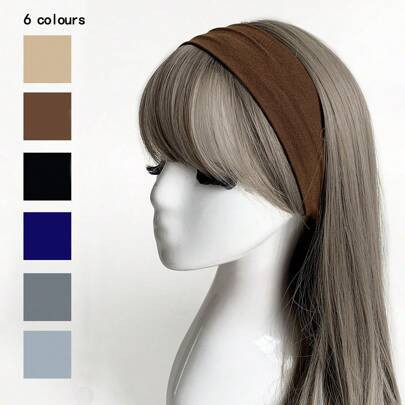 6pcs/Set Narrow Solid Color Stretchy Sports Headbands, Unisex | SHEIN