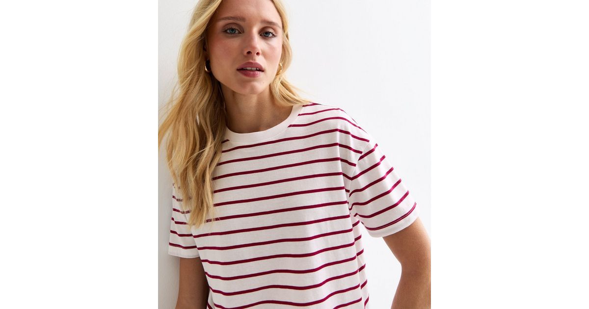 Red Stripe Boxy Cotton T-Shirt | New Look | New Look (UK)