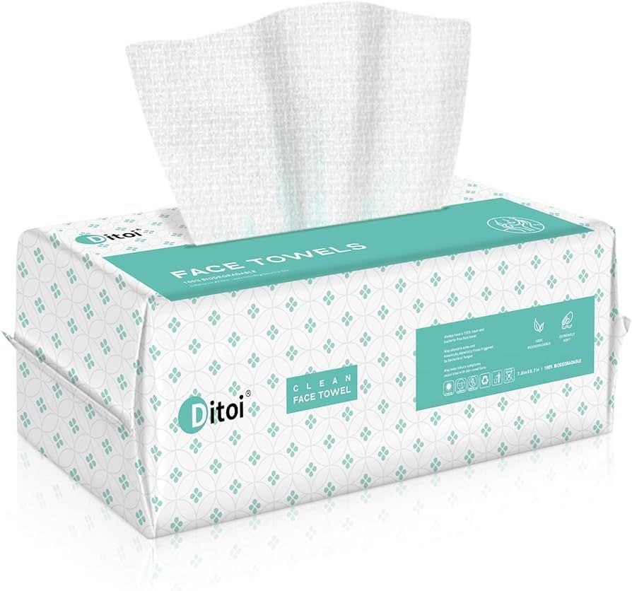 Ditoi Clean Face Towels, Disposable Biodegradable Facial Towels, Super Soft and Thick Facial Tiss... | Amazon (US)
