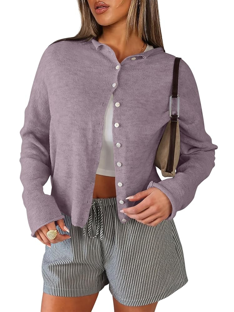 ANRABESS Cardigan Sweaters for Women Lightweight Button Down Long Sleeve Soft Y2k Trendy Casual 2... | Amazon (US)