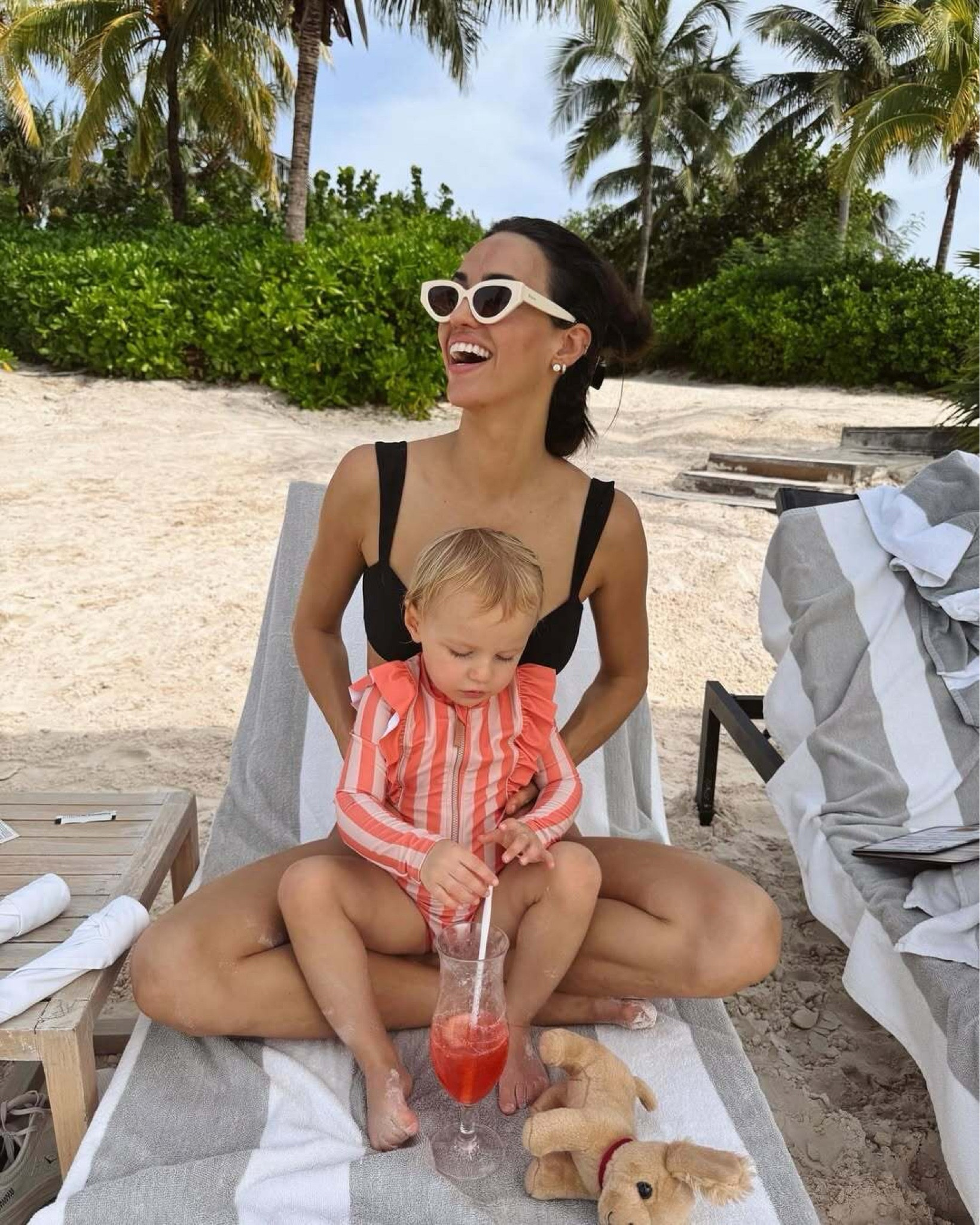 Beach day essentials? Check, check, and check! ☀️💦 This look has me feeling so classic and confident. I'm wearing the SAME Spiral Bandeau Top in Faux Suede Black paired with the matching Spiral 90s Bottoms—hello, timeless chic vibes! 🖤 These pieces fit like a glove and give you that elevated swim look. You can shop them both here and here.
Also obsessed with these Mary Lou Cream Sunglasses from Tuckernuck! 😎 They’re giving vintage Hollywood glam with a playful twist, and you can grab them here.
Beach lounging never looked this cute! #SwimStyle #ClassicBlackBikini #BeachReady #SAMEswim #TuckernuckFinds"

#LTKSwim #LTKTravel #LTKStyleTip