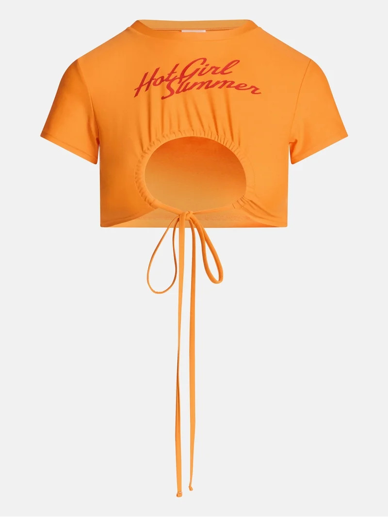 Hot Girl Summer by Megan Thee Stallion Women's and Women's Plus Cutout Swim Top with Keyhole Fron... | Walmart (US)
