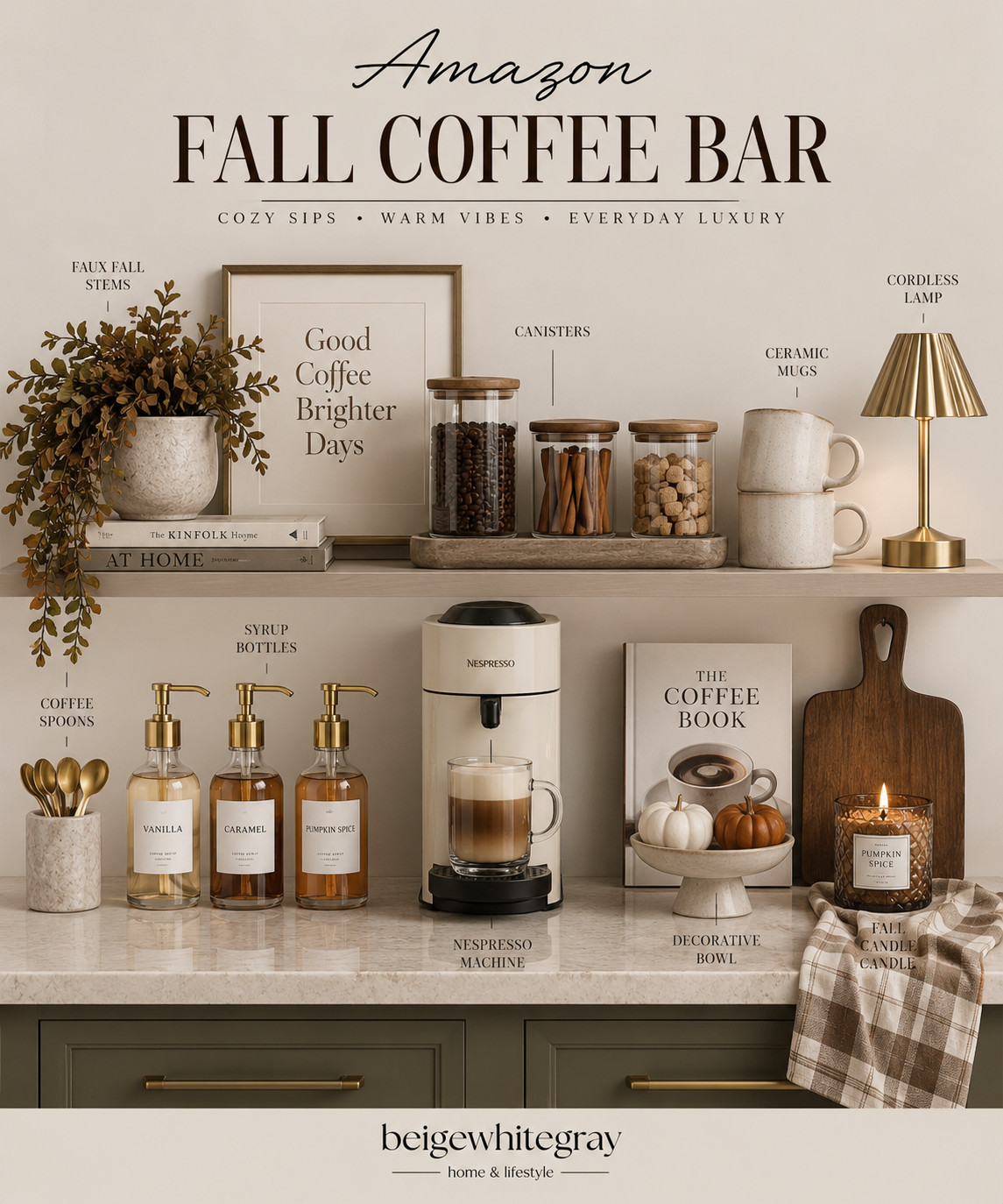 Brew up the perfect fall coffee at home with cozy essentials. Elevate your coffee experience with stylish decor!