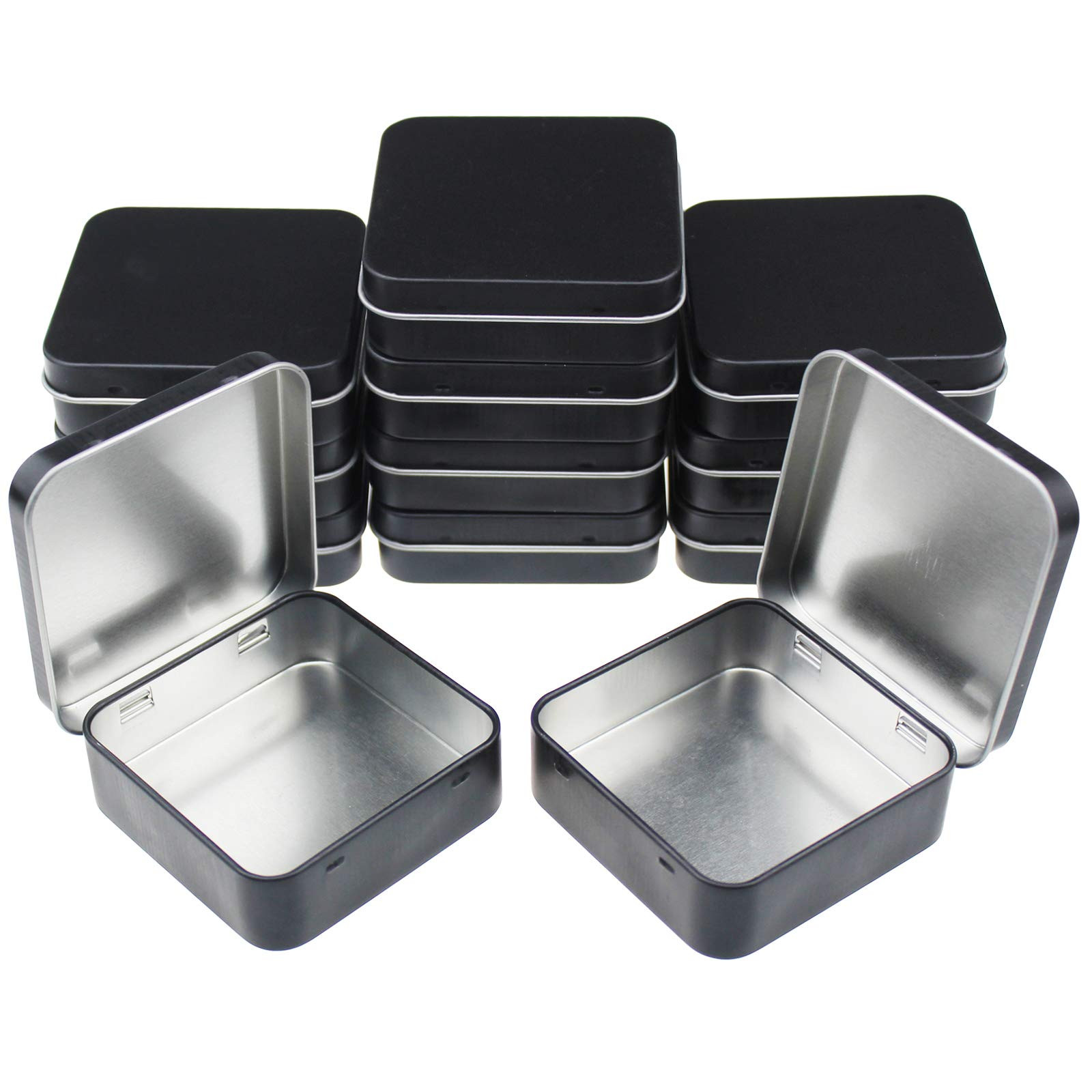 12 Pieces Square Metal Empty Tins Home Storage Containers Organizer Mini Box with Hinged Lid, 2.7... | Amazon (US)