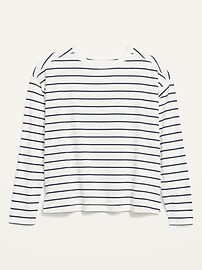 Long-Sleeve Vintage Loose Striped Easy T-Shirt for Women | Old Navy (US)