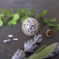 Bronze Lavender Terrarium Brooch, Plant Accessories, Pin Back, Real Flower Jewellery, Dried Lavender | Etsy (US)