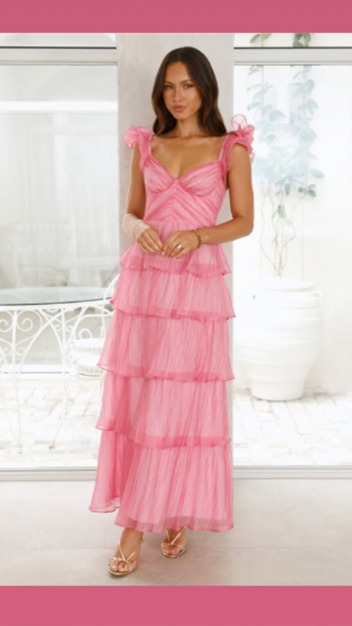 Pink ruffle maxi dresses.

#LTKStyleTip #LTKU #LTKSeasonal