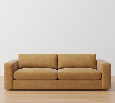 Carmel Square Wide Arm Leather Sofa | Pottery Barn (US)