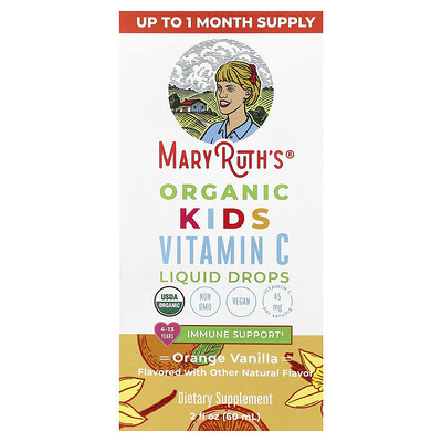 MaryRuth's, Organic Kids Vitamin C Liquid Drops, 4-13 Years, Orange Vanilla, 2 fl oz (60 ml) | iHerb