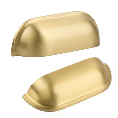 Brushed matte gold solid brass cup pulls, five pack