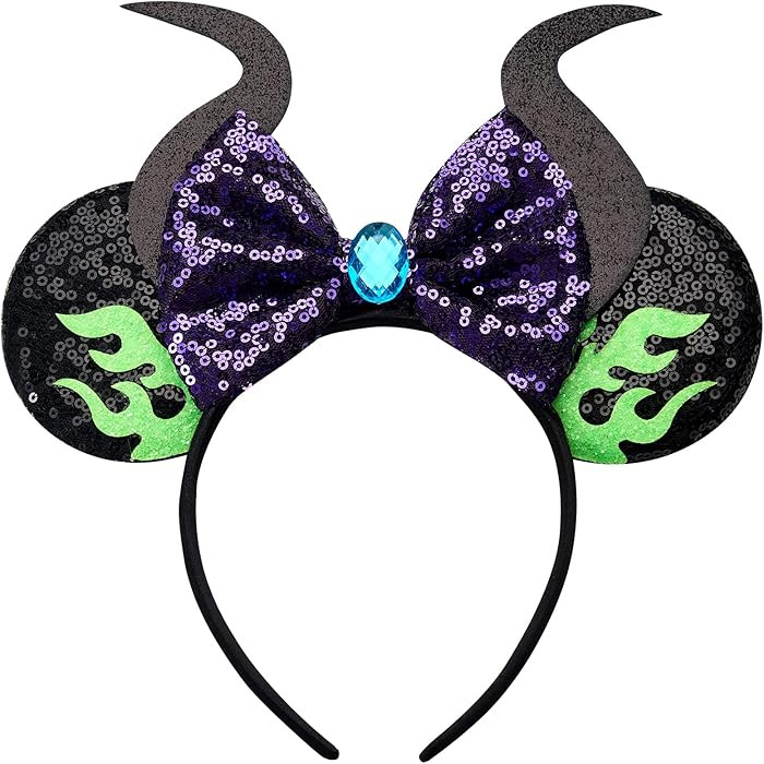 RAZKO Mouse Ears Headband, Sequin Maleficent Mouse Ears Hairband Mice ears Headband for Women Gir... | Amazon (US)