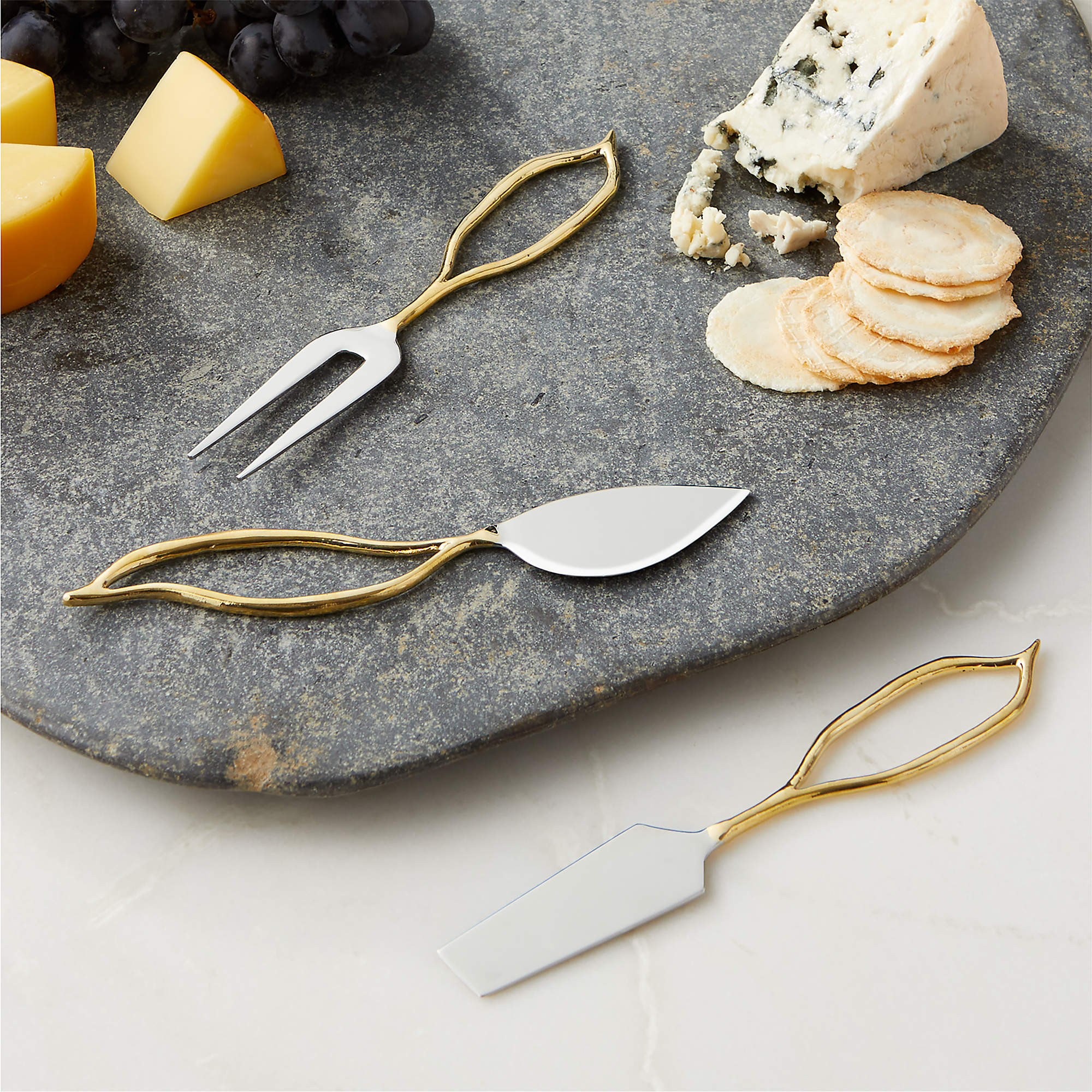 Valleta Gold Cheese Knives Set of 3 + Reviews | CB2 | CB2