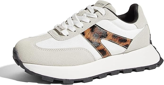 LUCKY STEP Women's Platform Fashion Sneakers Retro Classic Trainers Casual Lace-up Stylish Tennis... | Amazon (US)