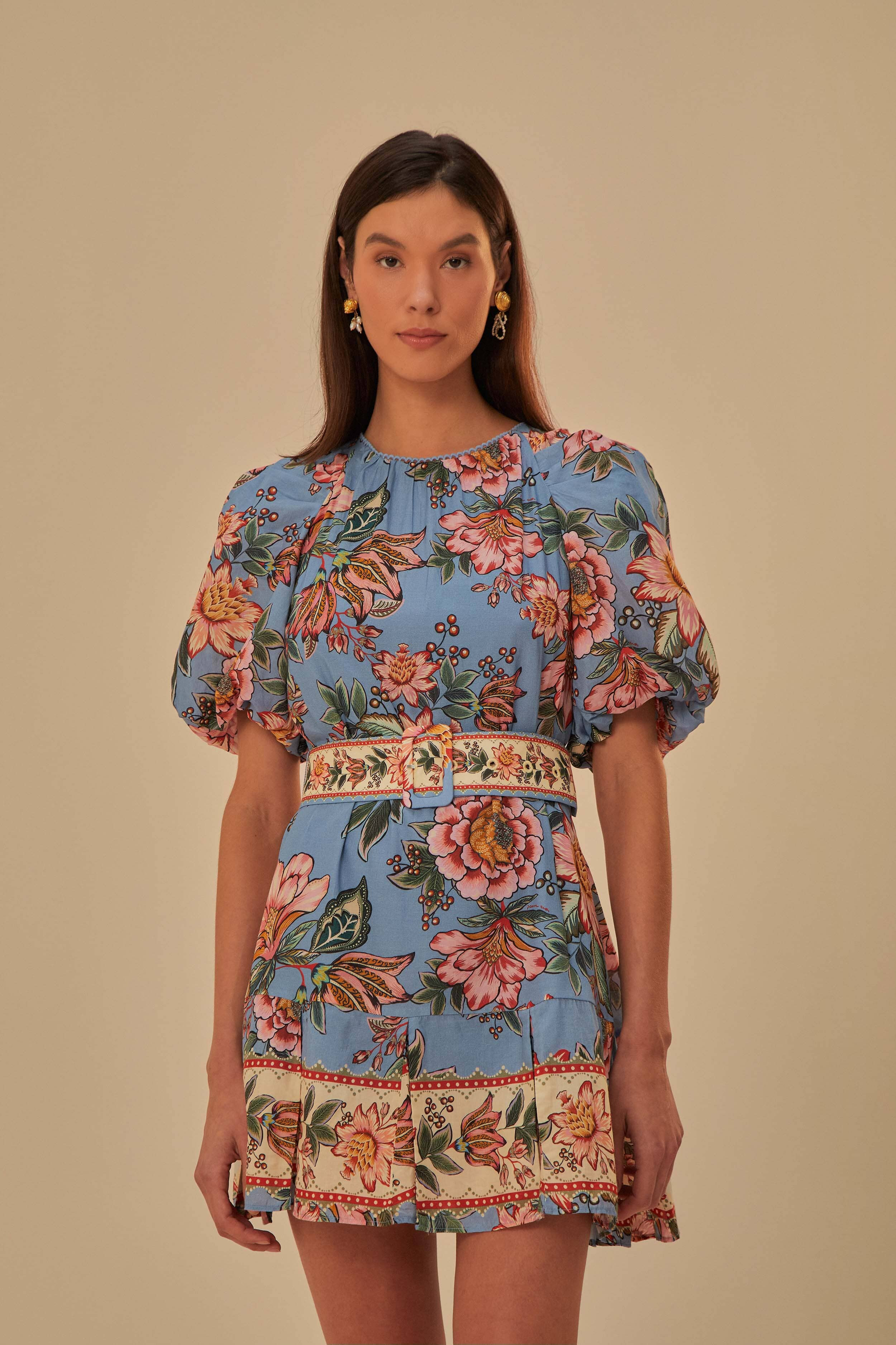 Blue Wonderful Bouquet Mini Dress | FarmRio (US)