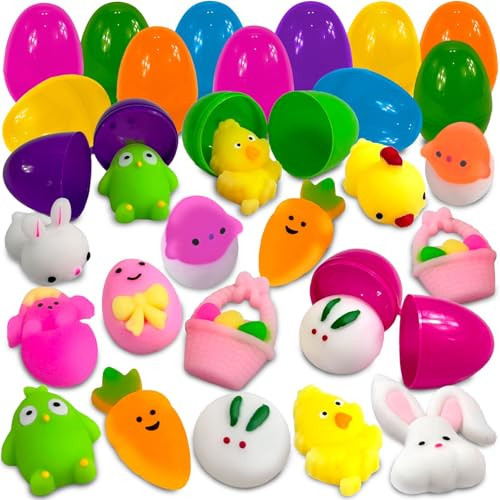 stargo 12 Pack Colorful Prefilled Easter Eggs with Mini Plush Toys Bright Plastic Easter Eggs Filled, Basket Fillers for Kids, Toddlers, small stuffed toys for Egg Hunts, Party Favors, Goodie Bags | Amazon (US)