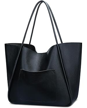 KKXIU Tote Bag for Women Vegan Leather Shoulder Purse Large Capacity Travel Bag | Amazon (US)