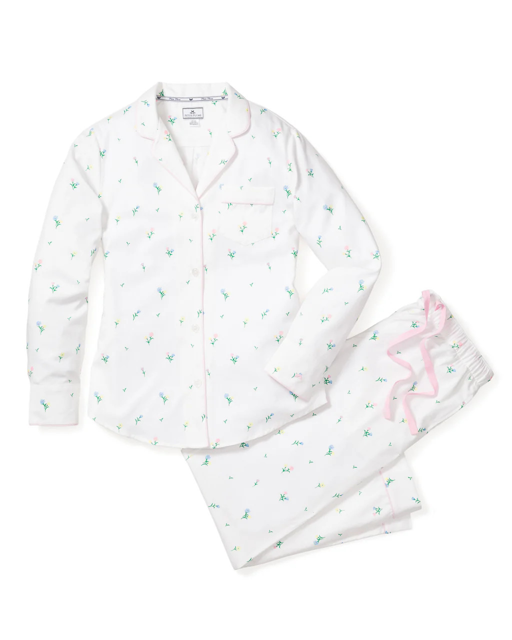 Women's Twill Pajama Set in Tulips | Petite Plume