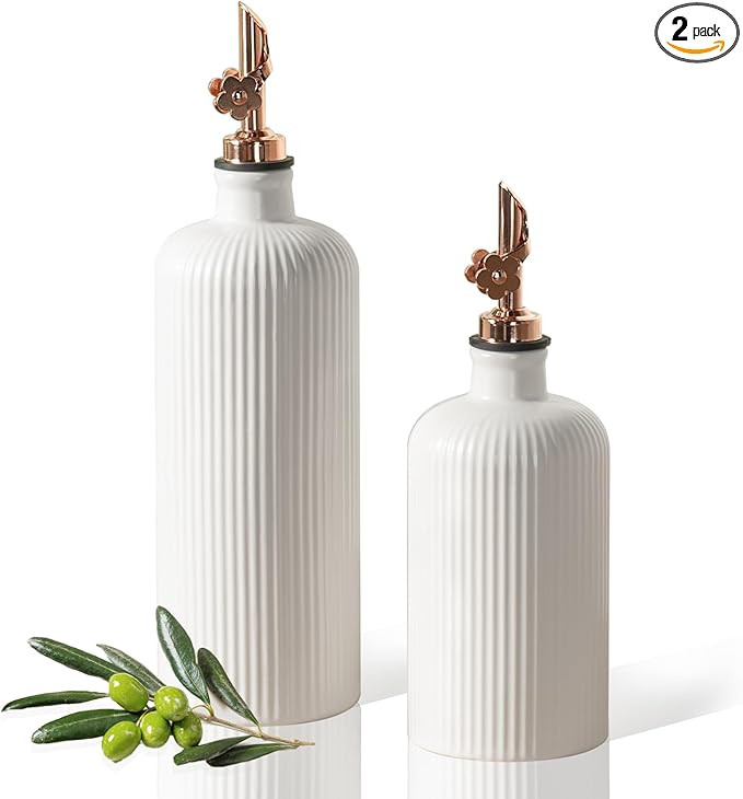 Dizada Olive Oil Dispenser Bottle for Kitchen, (22 Oz+14 Oz) Ceramic Olive Oil and Vinegar Bottle... | Amazon (US)