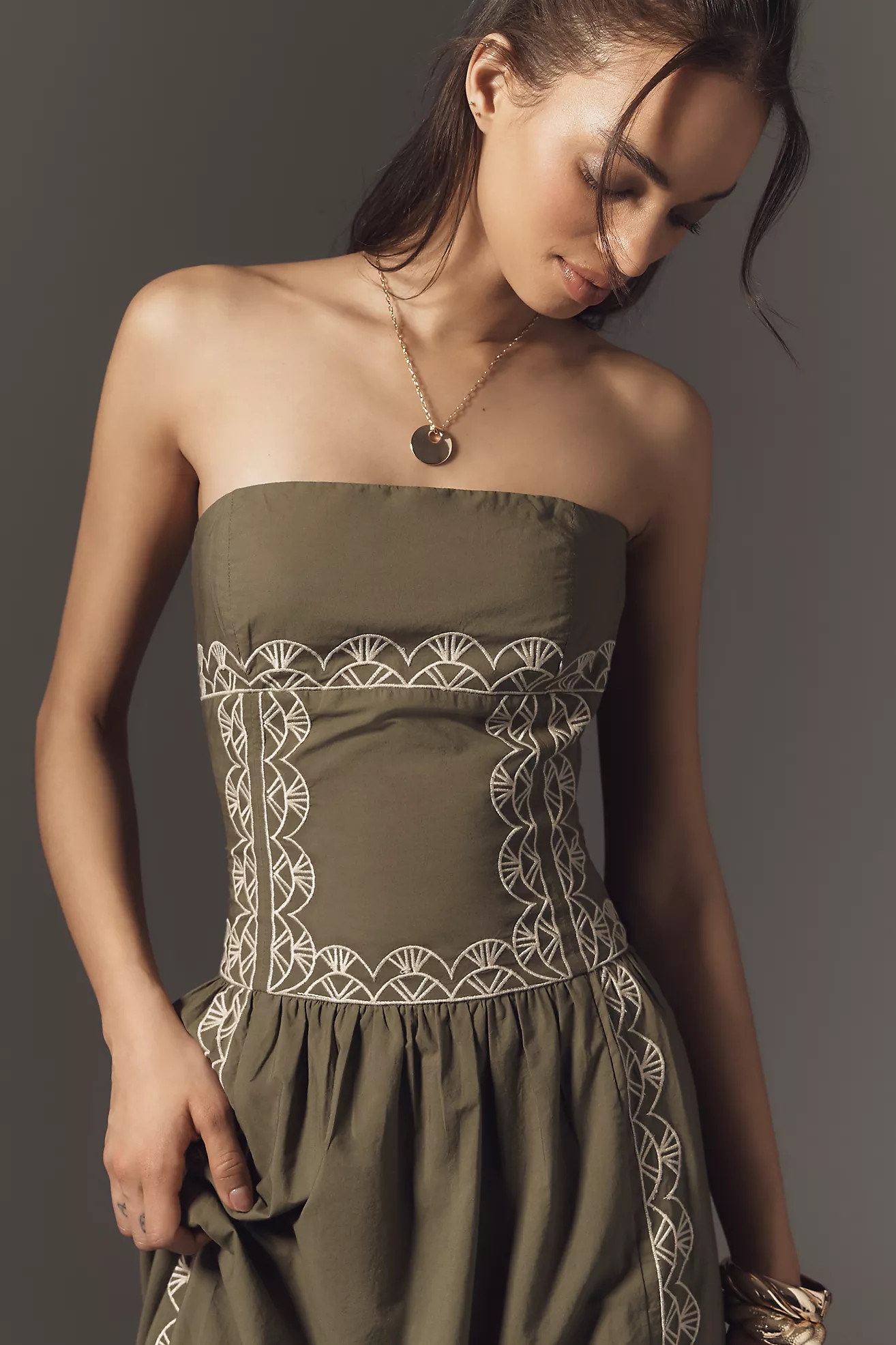 By Anthropologie Strapless Drop-Waist Midi Dress | Anthropologie (US)