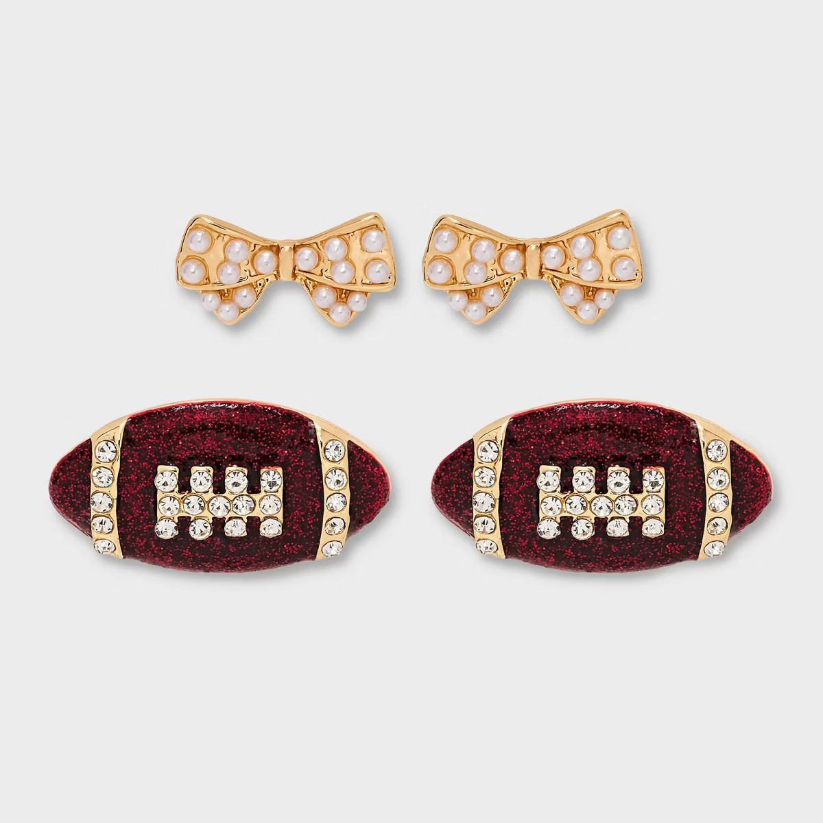 Game Day Football and Bow Earring Set 2pc - Wild Fable™ Brown | Target