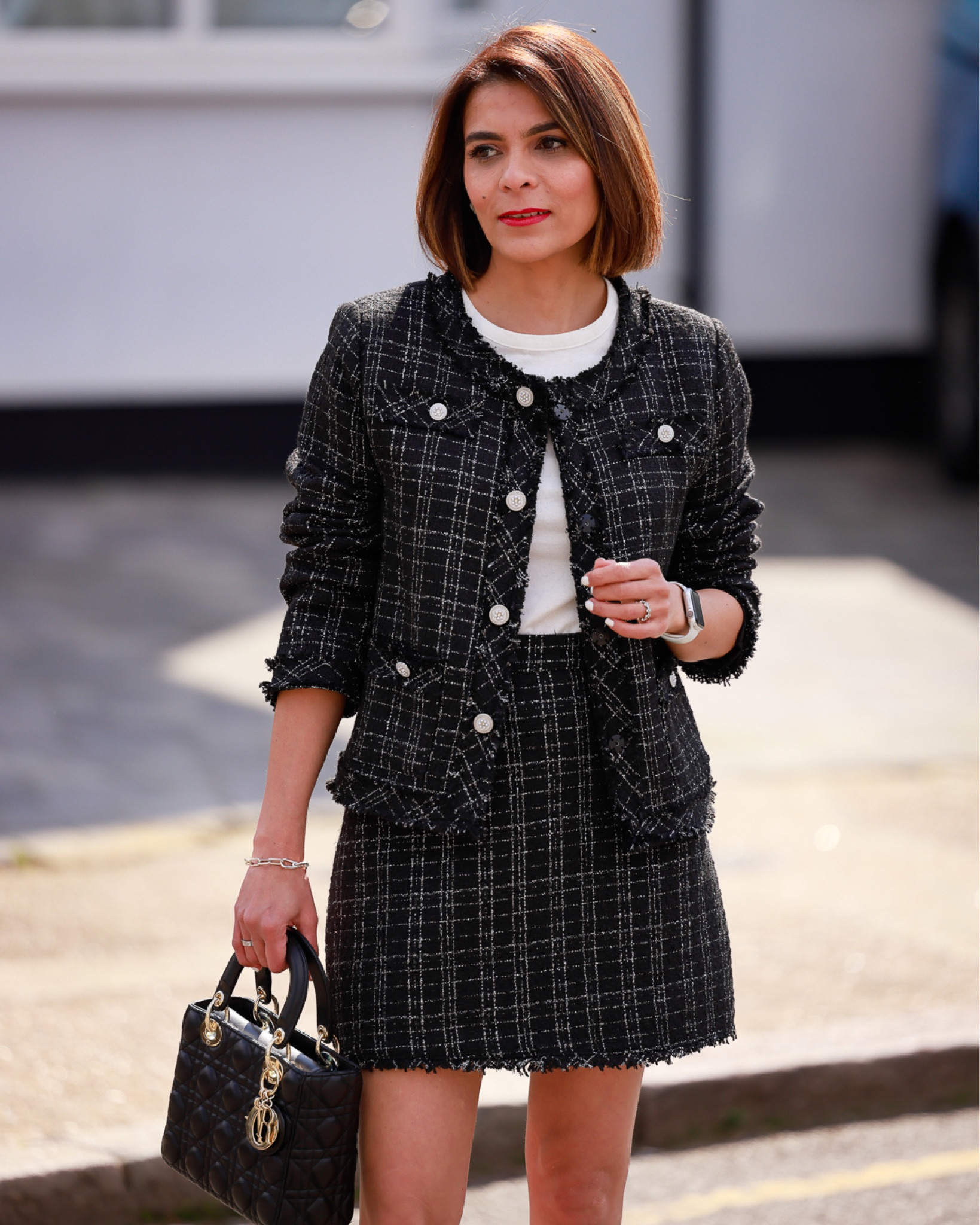 Tweed Jacket and Skirt Set in Black Two Tone Chunky Heels Lady Dior My ABCDior Bag Work Outfit Spring Outfit Petite Outfit

#LTKSeasonal #LTKeurope #LTKstyletip