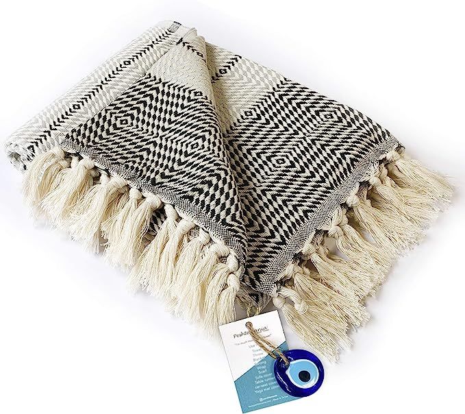 Boho Throw Blanket Decorative Light Weight 100% Cotton |40”x71”| for Bed Chair Couch Sofa Out... | Amazon (US)