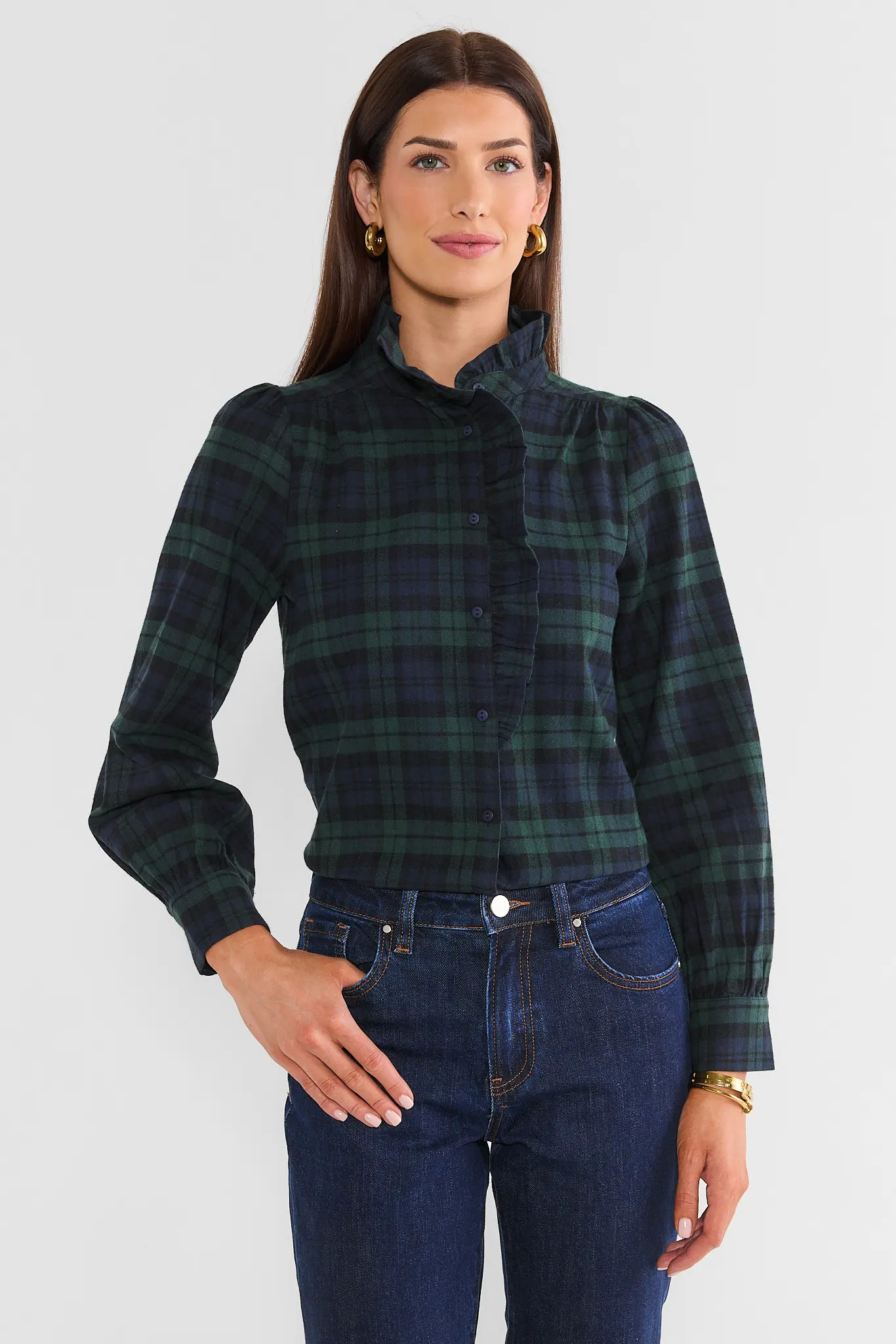 Jessa Black Watch Plaid Top | Avara