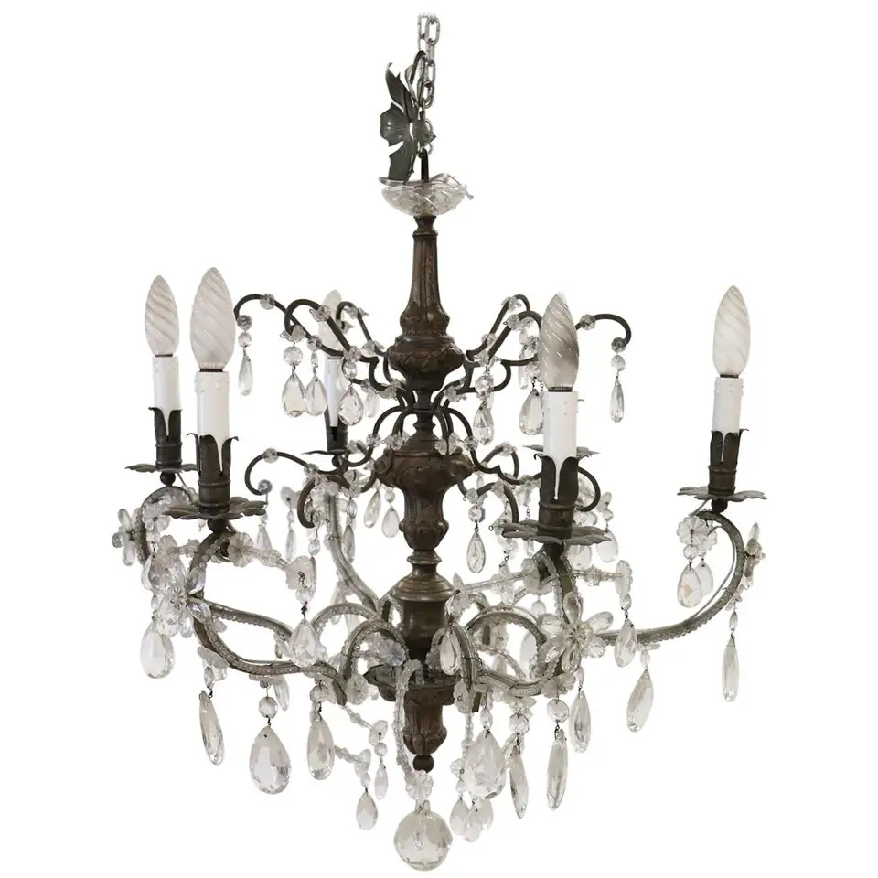 20th Century Italian Louis XVI Style Bronze and Crystals Swarovski Chandelier | 1stDibs