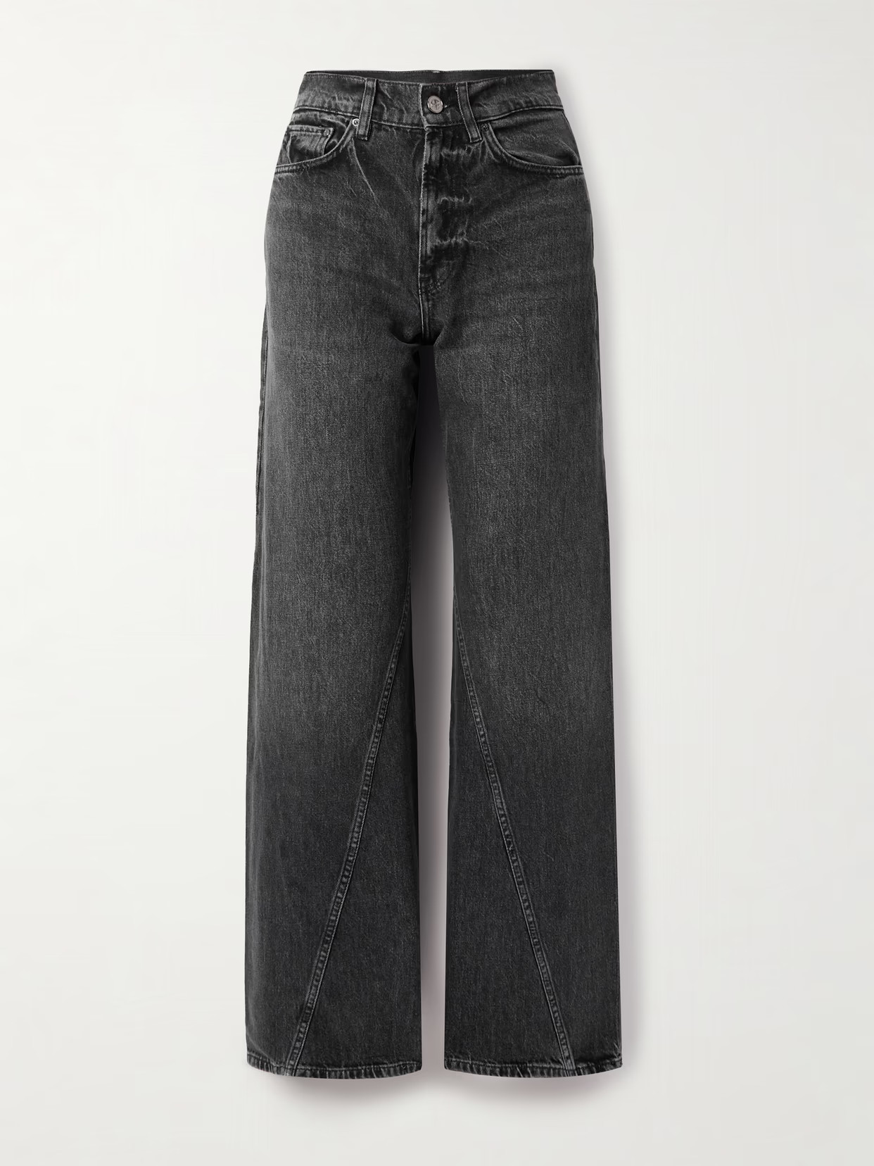 Anine Bing - Brie Paneled High-rise Wide-leg Jeans - Black | NET-A-PORTER (US)