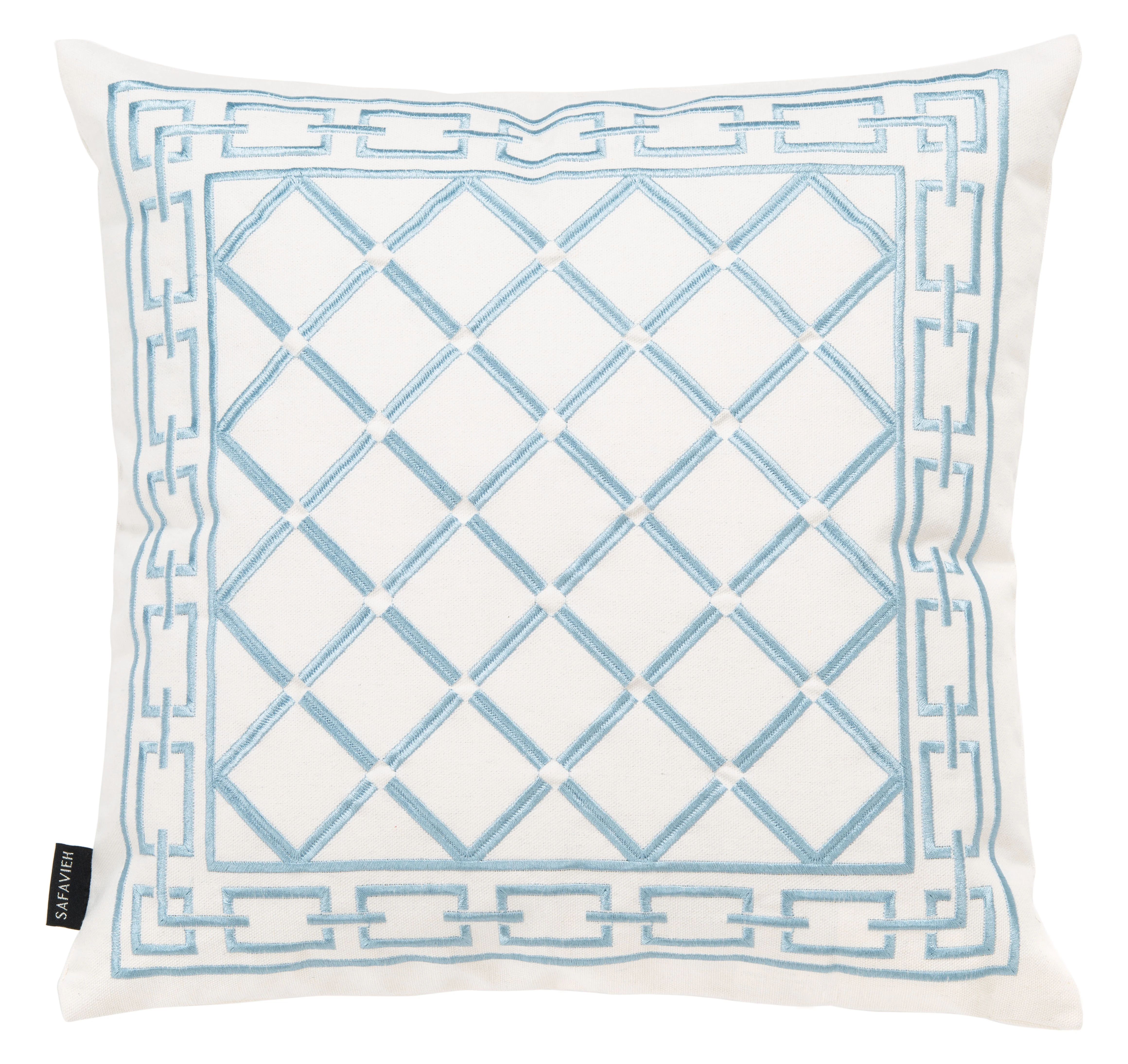SAFAVIEH Bentra Geometric Accent Pillow, 18" x 18", Blue/White | Walmart (US)