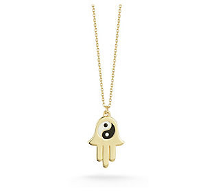 Luminosa Gold Yin Yang Hamsa Hand Pendant w/ Ch in, 14K | QVC