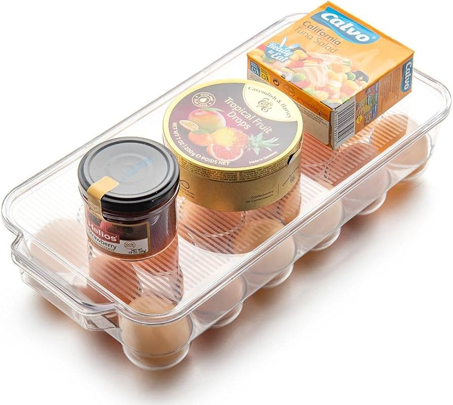 ROHAM Egg Holder for Refrigerator, Refrigerator Organizer Bins, Egg Container with lids Acrylic P... | Amazon (US)