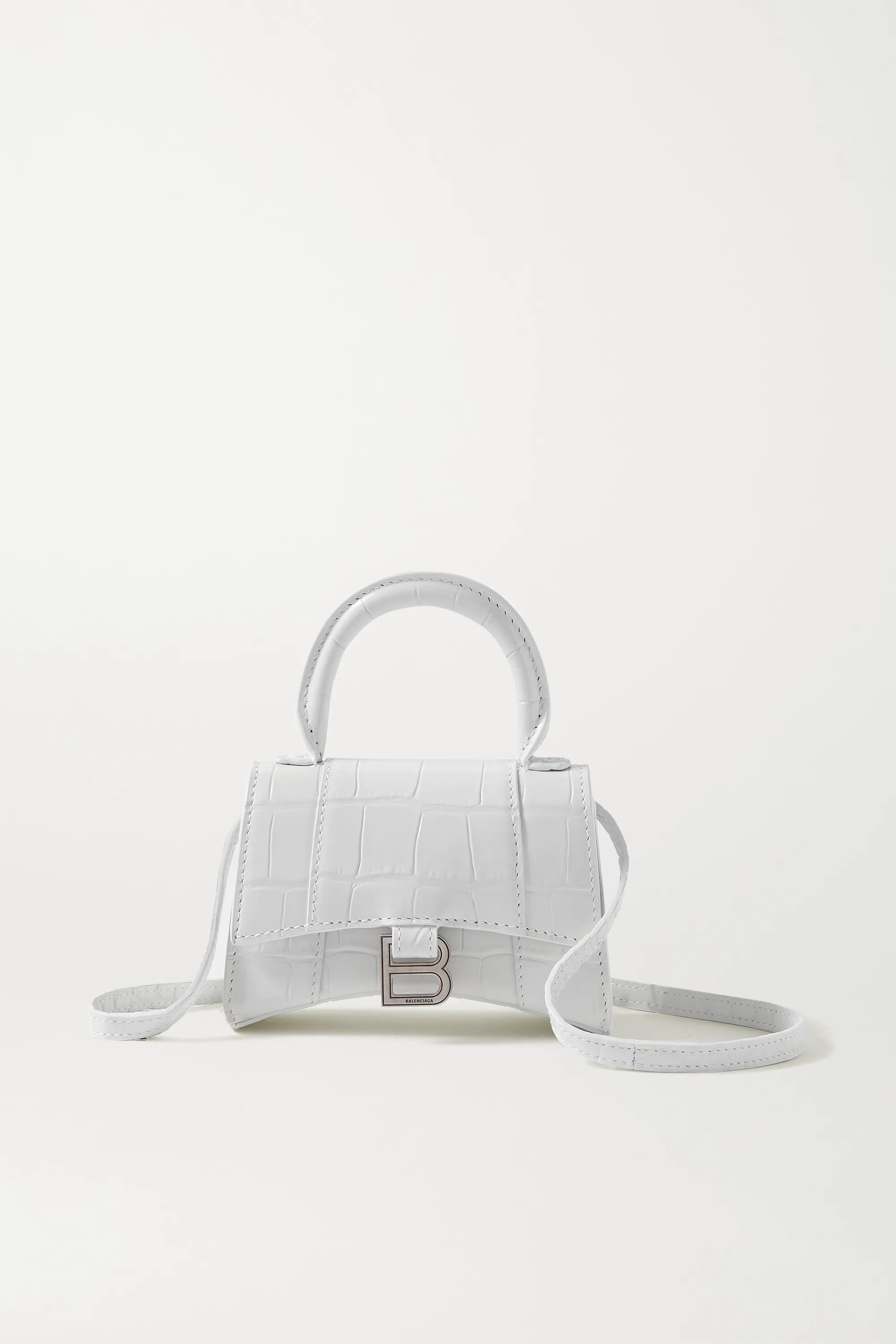 White Hourglass nano croc-effect leather tote | Balenciaga | NET-A-PORTER | NET-A-PORTER (US)