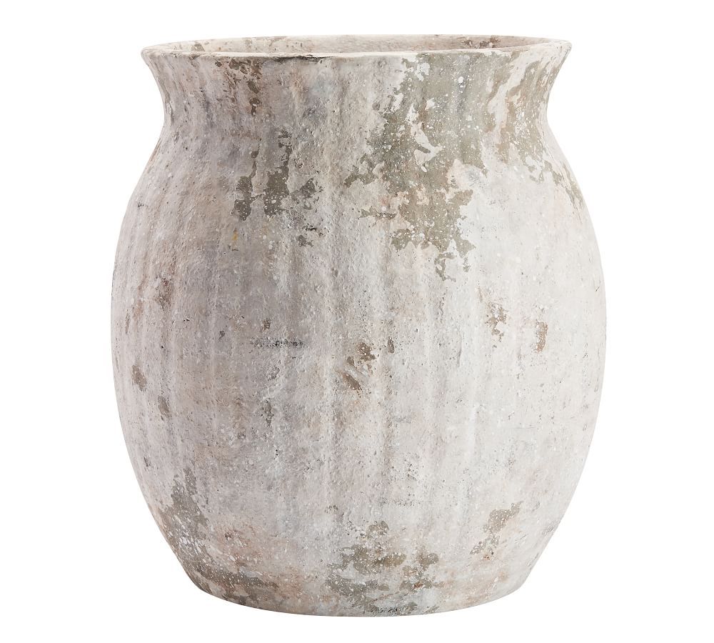 Handcrafted Weathered Terra Cotta Vase, White, Large, 15&amp;quot;H | Pottery Barn (US)