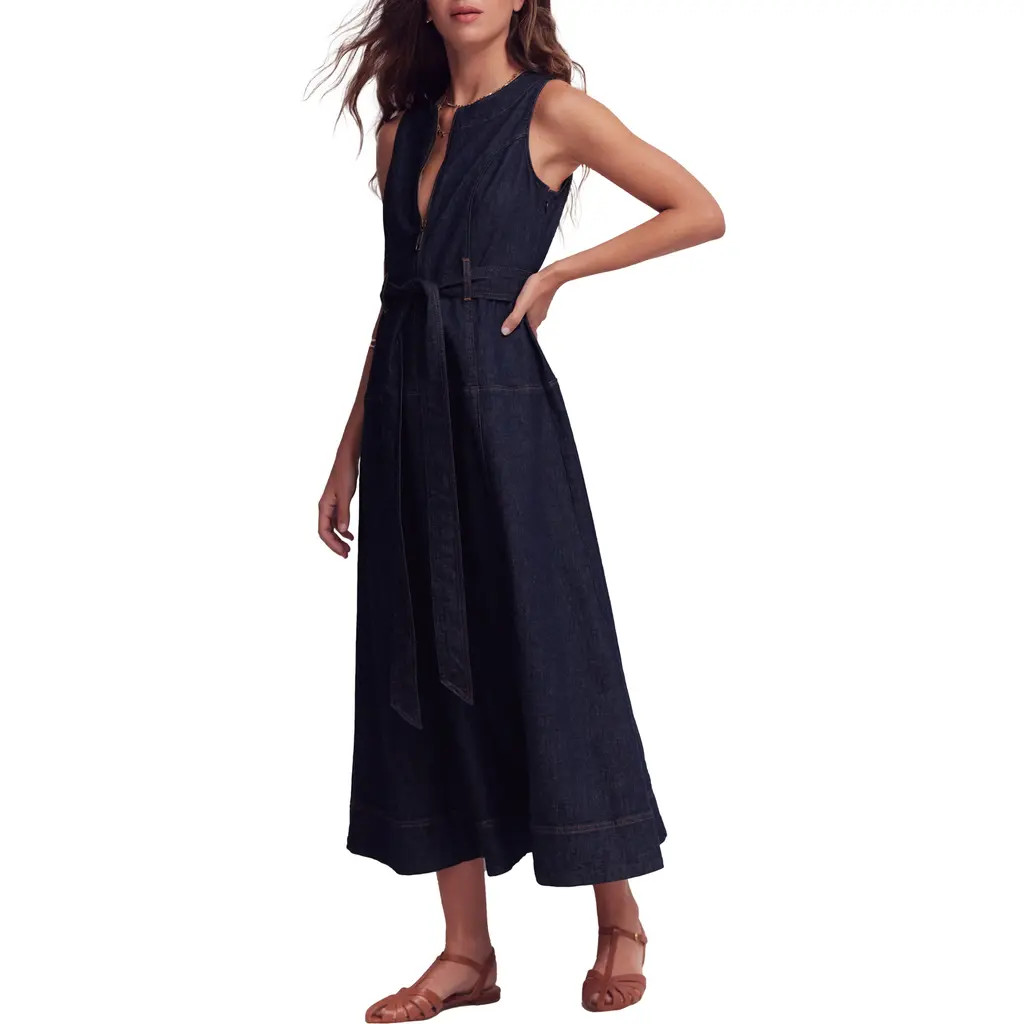 Boden Sleeveless Zip Denim Dress in Indigo Wash at Nordstrom, Size 10 | Nordstrom