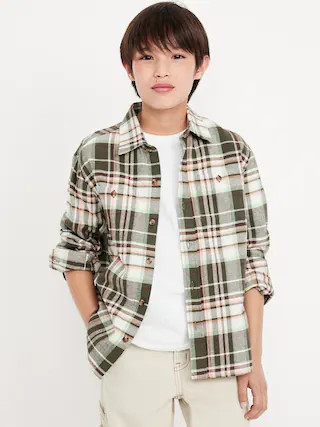 Long-Sleeve Pocket Plaid Flannel Shirt for Boys | Old Navy (US)