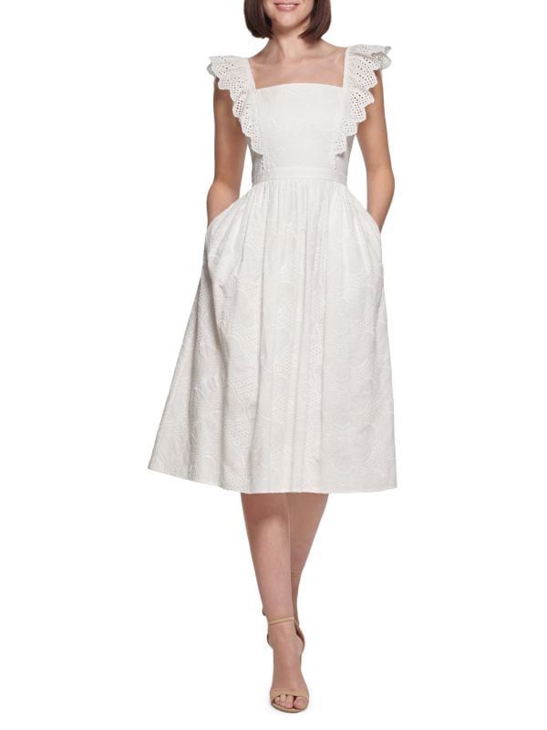 Eyelet Embroidered Midi A Line Dress | Saks Fifth Avenue OFF 5TH