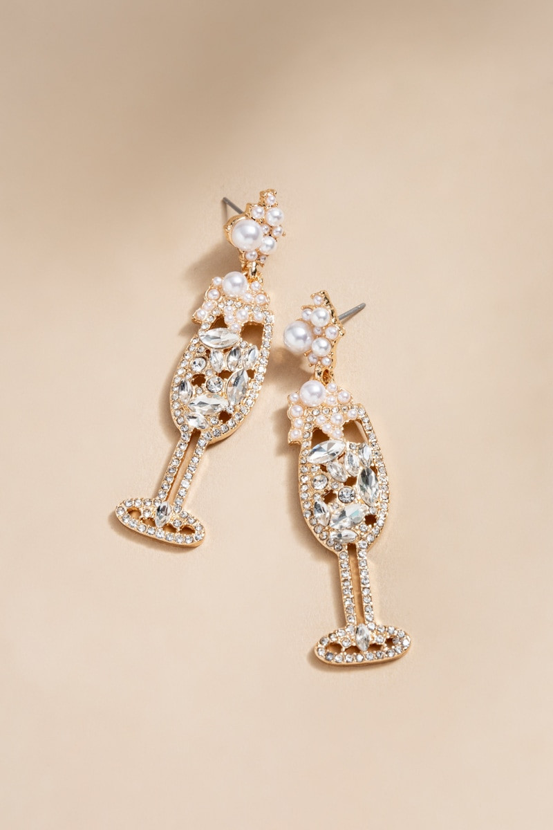 Wynona Champagne Glass Earrings | Francesca's